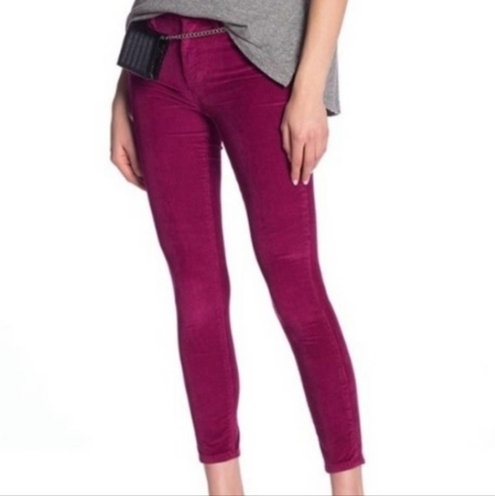 Current/Elliot The High Waist Stiletto Skinny Ankle Raspberry Corduroys